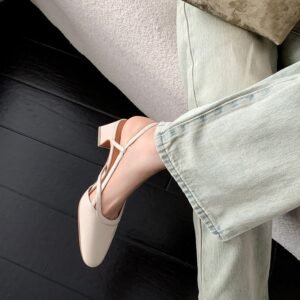 CHIKO Aila Square Toe Block Heels Slingback Shoes