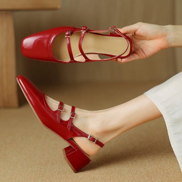 CHIKO Jessie Square Toe Block Heels Slingback Shoes