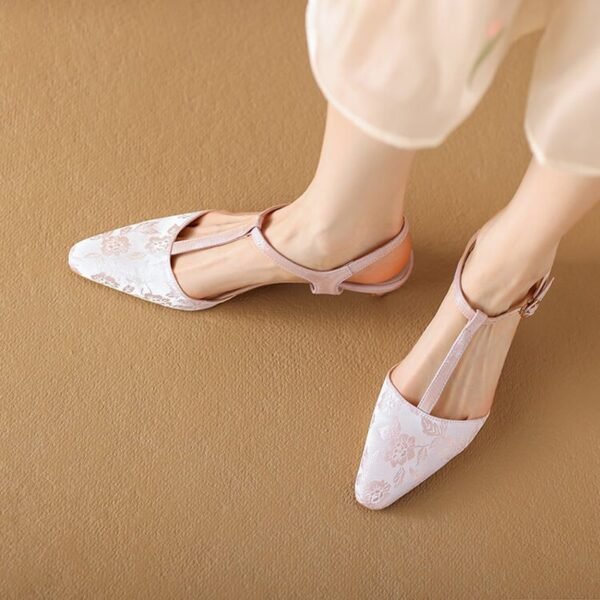 CHIKO Araceli Pointy Toe Kitten Heels T-Strap Shoes