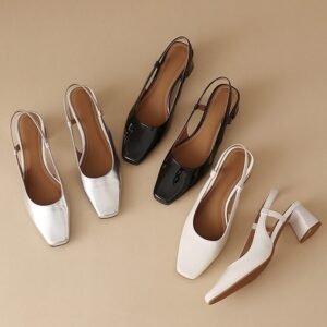 CHIKO Emberlynn Square Toe Block Heels Slingback Shoes