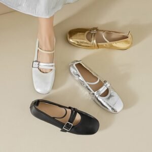 CHIKO Sariah Round Toe Block Heels Mary Jane Flats