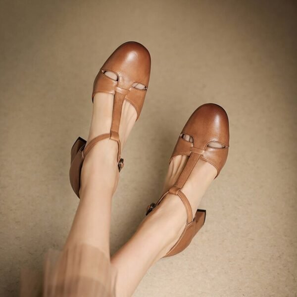 CHIKO Magdalena Round Toe Block Heels T-Strap Shoes - Image 2