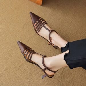 CHIKO Layne Pointy Toe Kitten Heels T-Strap Shoes