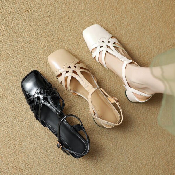 CHIKO Teresa Square Toe Block Heels T-Strap Shoes - Image 2