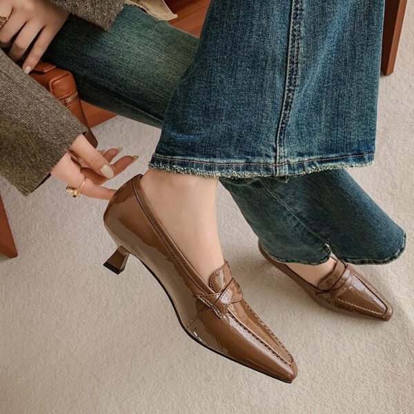 CHIKO Aubriella Pointy Toe Kitten Heels Loafers Shoes - Image 2