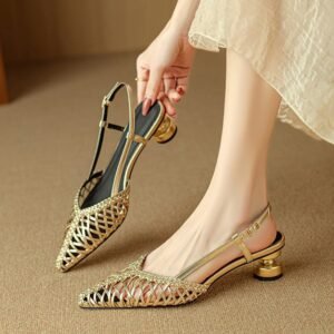 CHIKO Jawhar Pointy Toe Kitten Heels Slingback Shoes