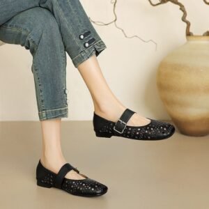 CHIKO Kalie Round Toe Block Heels Mary Jane Flats