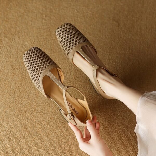 CHIKO Kaled Square Toe Block Heels T-Strap Shoes