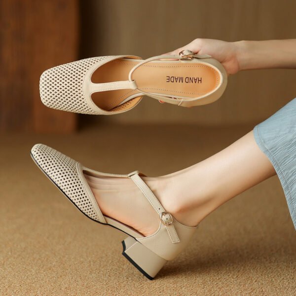 CHIKO Kaled Square Toe Block Heels T-Strap Shoes - Image 2