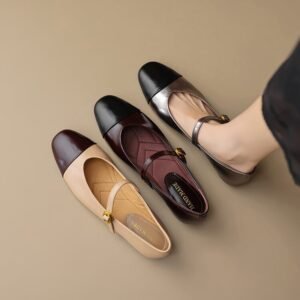 CHIKO Jamelia Round Toe Block Heels Mary Jane Flats