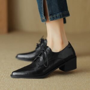 CHIKO Kadeejah Pointy Toe Block Heels Oxfords Shoes
