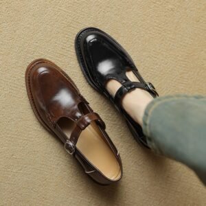 CHIKO Kareema Round Toe Block Heels T-Strap Shoes
