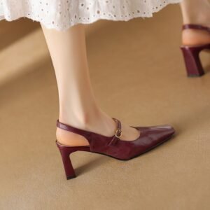 CHIKO Jenay Square Toe Chunky Heels Slingback Shoes