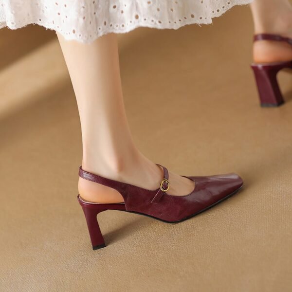CHIKO Jenay Square Toe Chunky Heels Slingback Shoes