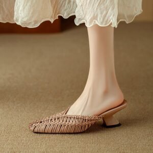 CHIKO Ulima Square Toe Curve Heels Clogs/Mules Shoes