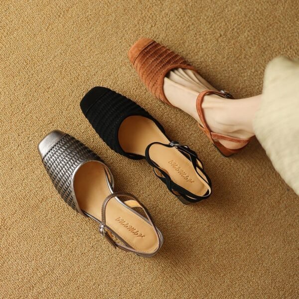 CHIKO Jilli Square Toe Block Heels Slingback Shoes