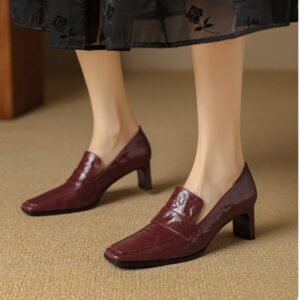 CHIKO Betine Square Toe Chunky Heels Loafers Shoes