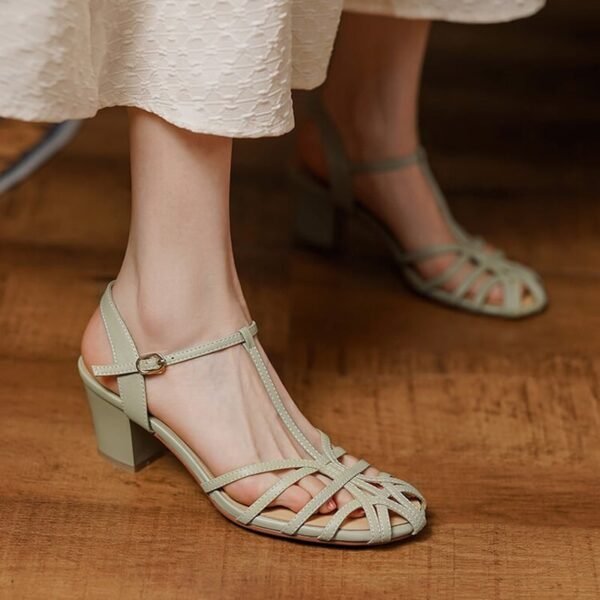 CHIKO Gechina Round Toe Block Heels T-Strap Shoes - Image 2