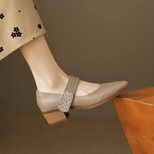 CHIKO Tameka Pointy Toe Block Heels Mary Jane Shoes