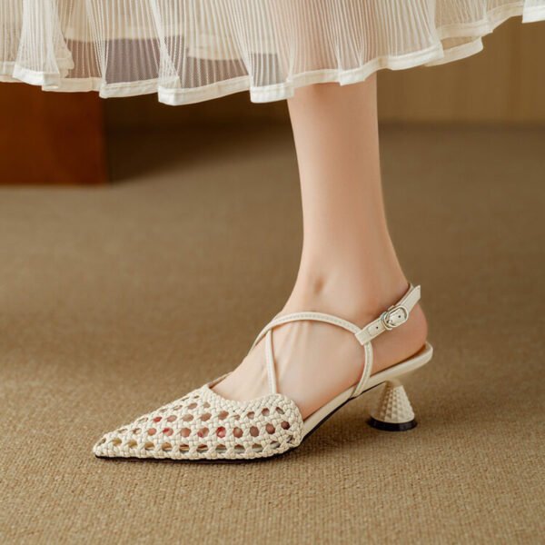 CHIKO Tabbitha Pointy Toe Kitten Heels Slingback Shoes - Image 2