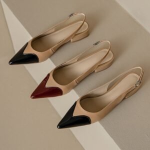 CHIKO Floria Pointy Toe Block Heels Slingback Shoes