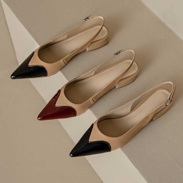CHIKO Floria Pointy Toe Block Heels Slingback Shoes