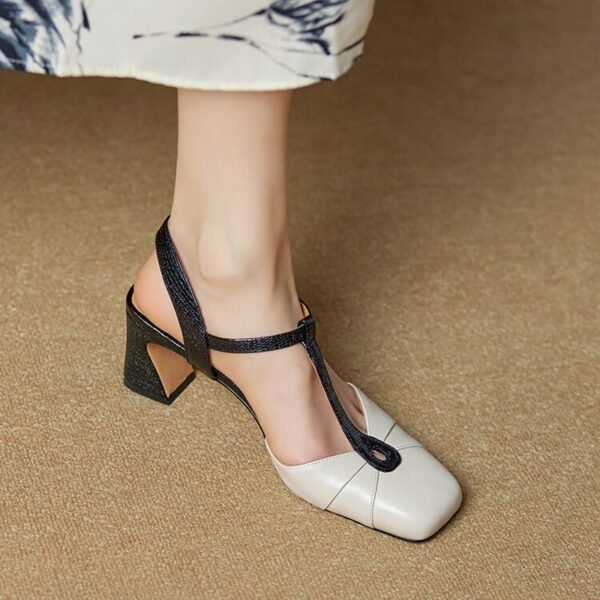 CHIKO Martha Square Toe Block Heels T-Strap Shoes