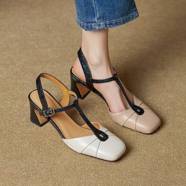CHIKO Martha Square Toe Block Heels T-Strap Shoes - Image 2