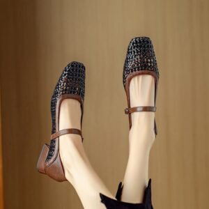 CHIKO Tempany Square Toe Block Heels Mary Jane Shoes