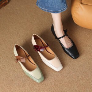 Square Toe Block Heels Mary Jane Shoes
