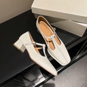 CHIKO Condel Square Toe Block Heels T-Strap Shoes
