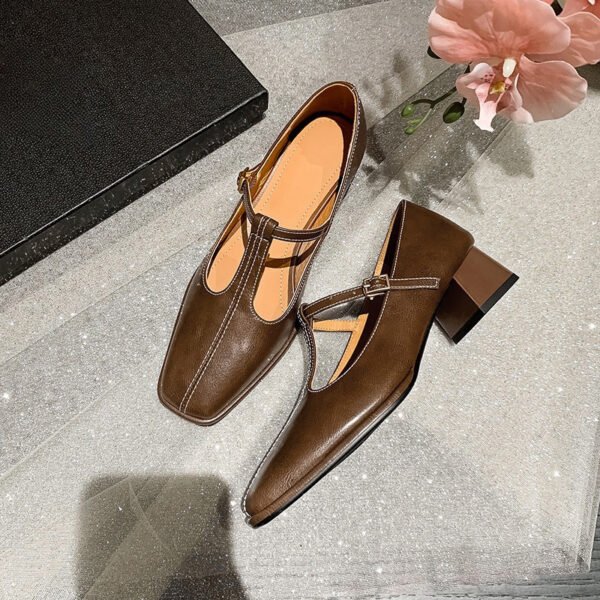 CHIKO Condel Square Toe Block Heels T-Strap Shoes - Image 2