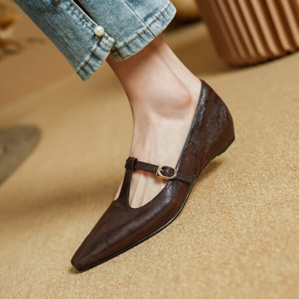 CHIKO Juliana Pointy Toe Wedge T-Strap Shoes