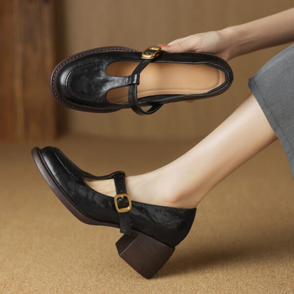 CHIKO Katarzyna Round Toe Block Heels T-Strap Shoes - Image 2