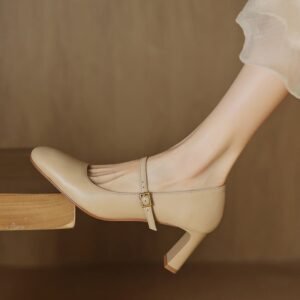 CHIKO Krista Square Toe Chunky Heels Mary Jane Shoes