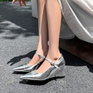 CHIKO Marketa Pointy Toe Wedge Mary Jane Shoes