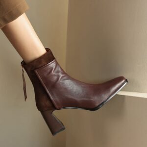 CHIKO Teodora Square Toe Block Heels Ankle Boots