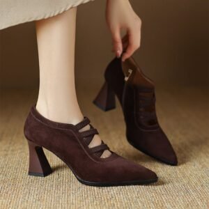 CHIKO Karah Pointy Toe Chunky Heels Pumps Shoes