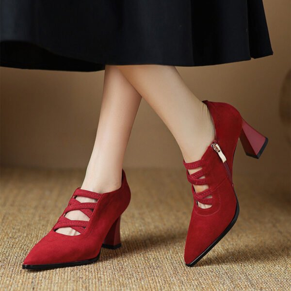 CHIKO Karah Pointy Toe Chunky Heels Pumps Shoes - Image 2