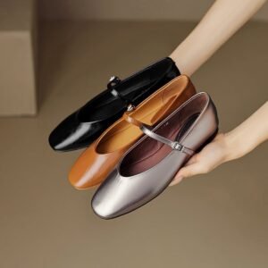 CHIKO Kontxexi Square Toe Block Heels Mary Jane Flats