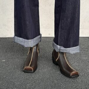 CHIKO Lucine Square Toe Block Heels Ankle Boots
