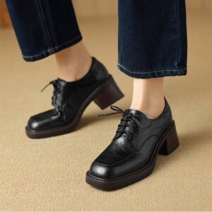 CHIKO Lore Square Toe Block Heels Oxfords Shoes
