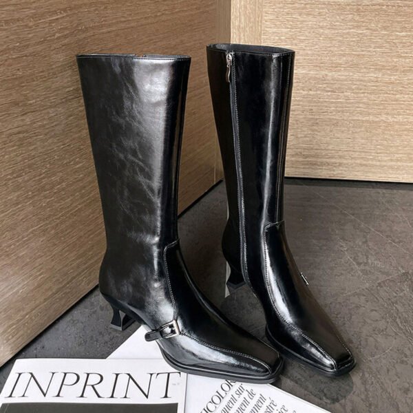 CHIKO Asia Square Toe Kitten Heels Knee High Boots - Image 2