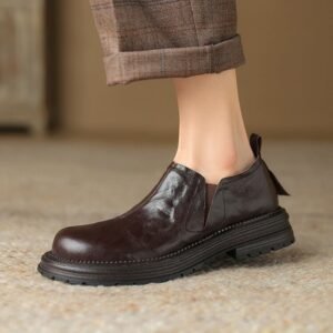 CHIKO Alfreda Round Toe Block Heels Loafers Shoes