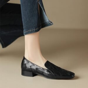 CHIKO Allisha Square Toe Block Heels Loafers Shoes