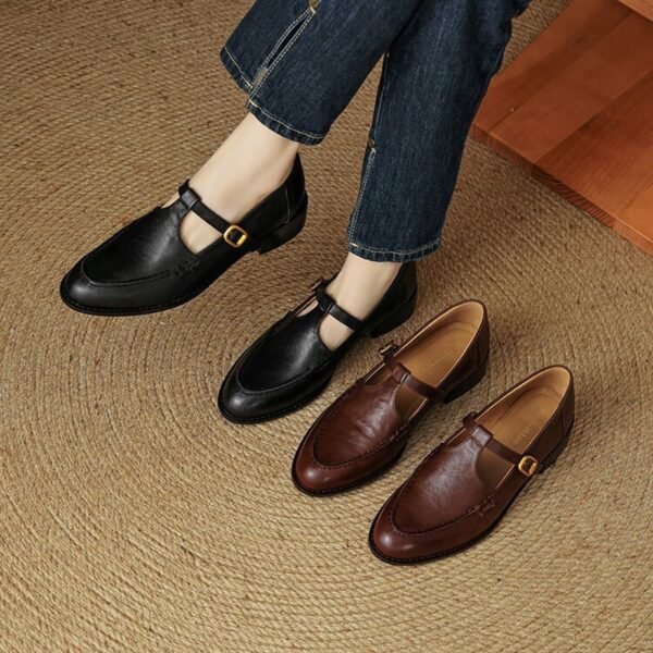 CHIKO Annemarie Round Toe Block Heels T-Strap Shoes - Image 2