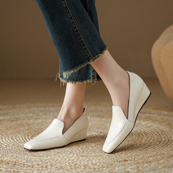 CHIKO Annabell Square Toe Wedge Loafers Shoes