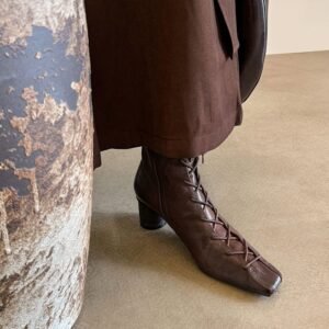 CHIKO Anabel Square Toe Block Heels Ankle Boots