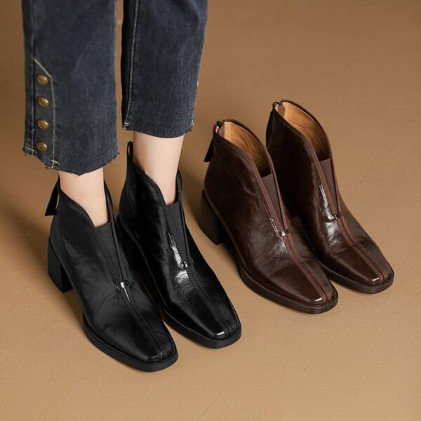 CHIKO Analicia Square Toe Block Heels Ankle Boots