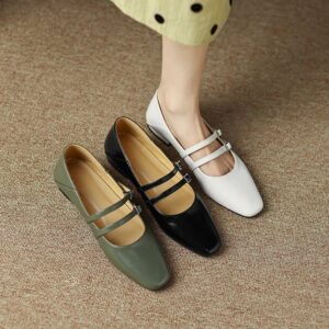 CHIKO Onfalia Square Toe Block Heels Mary Jane Shoes